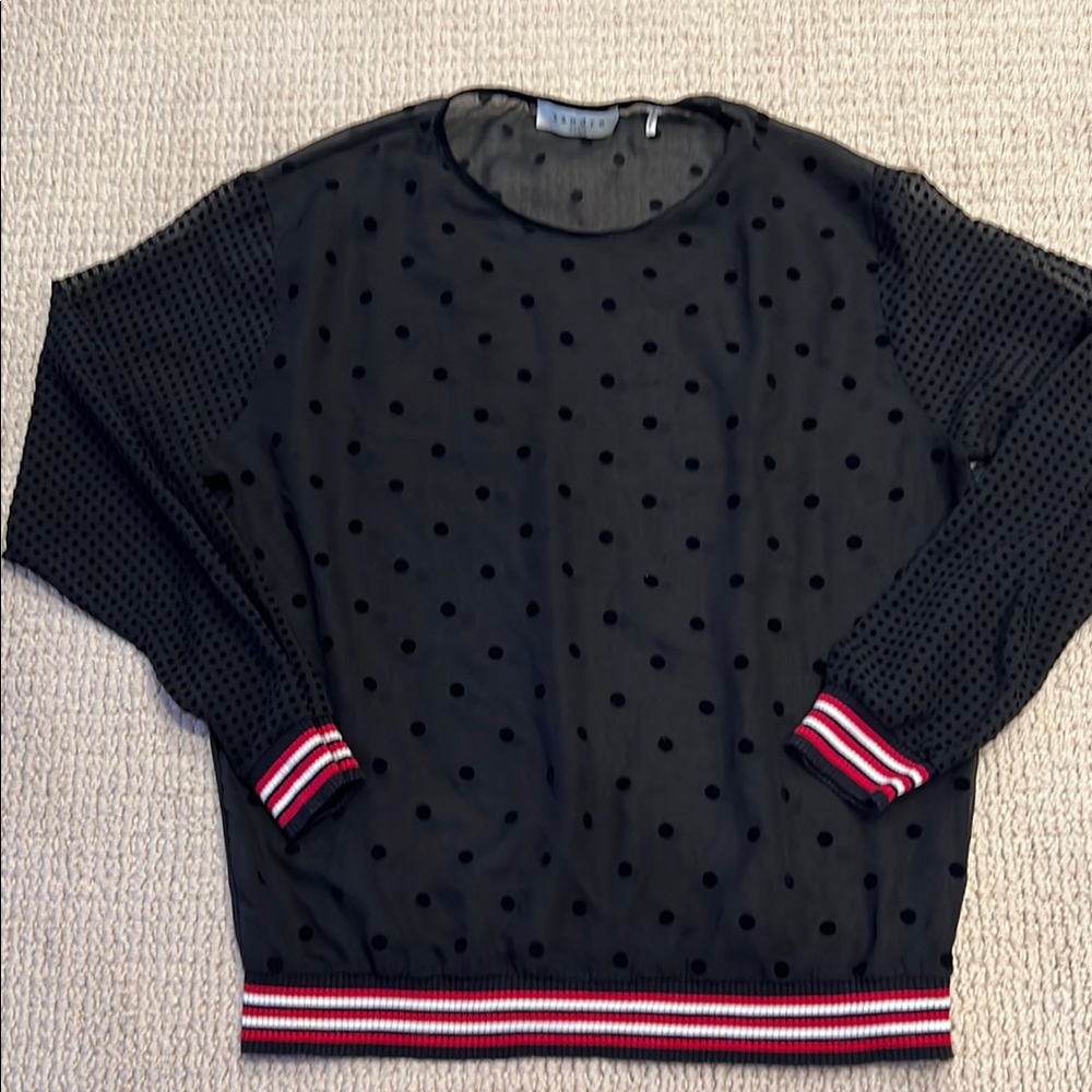 Sandro Paris semi sheer polka dot pullover blouse